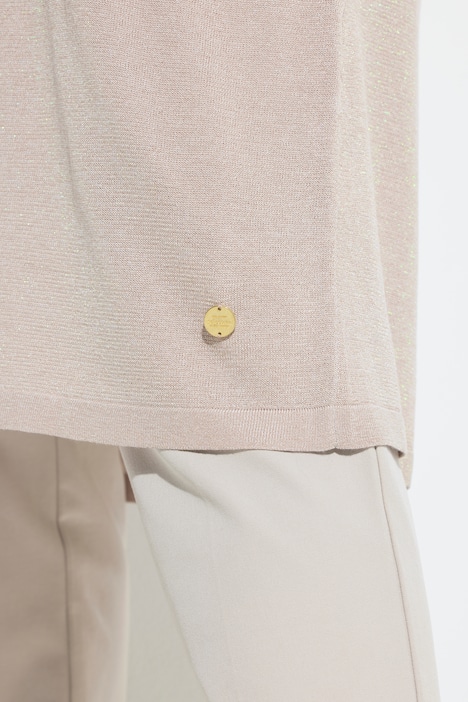 Long-Strickjacke, offene Form, V-Ausschnitt, Stehkragen