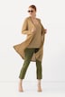 Lang vest, open model, V-hals, opstaande kraag