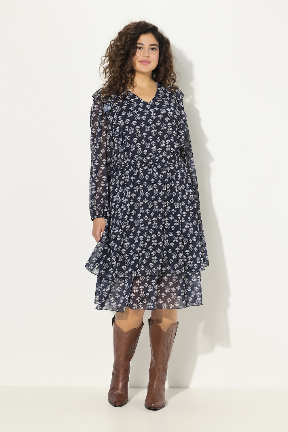 Große Größen Kleid, Damen, blau, Größe: 58/60, Polyester/Viskose, Ulla Popken