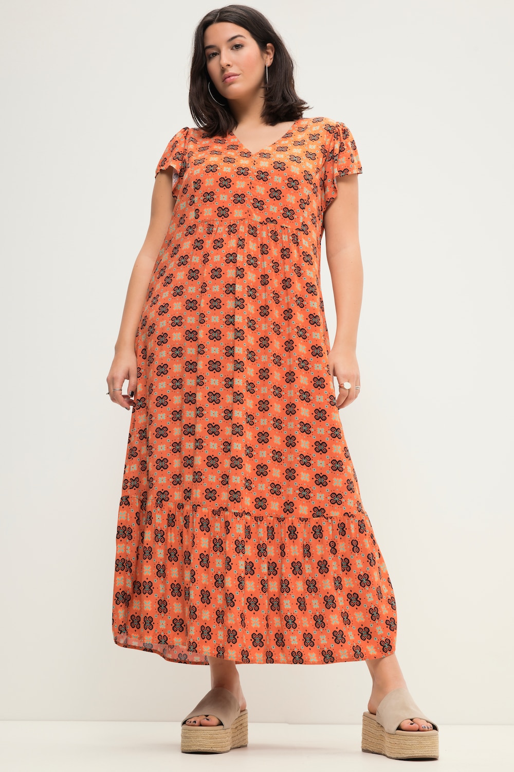Große Größen Maxikleid, Damen, orange, Größe: 50/52, Viskose, Studio Untold