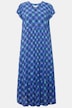 Maxi-jurk, A-lijn, allover print, V-halslijn, korte mouwen