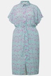 Skjortebluse-midikjole, oversized med tofarvet print og bindebånd