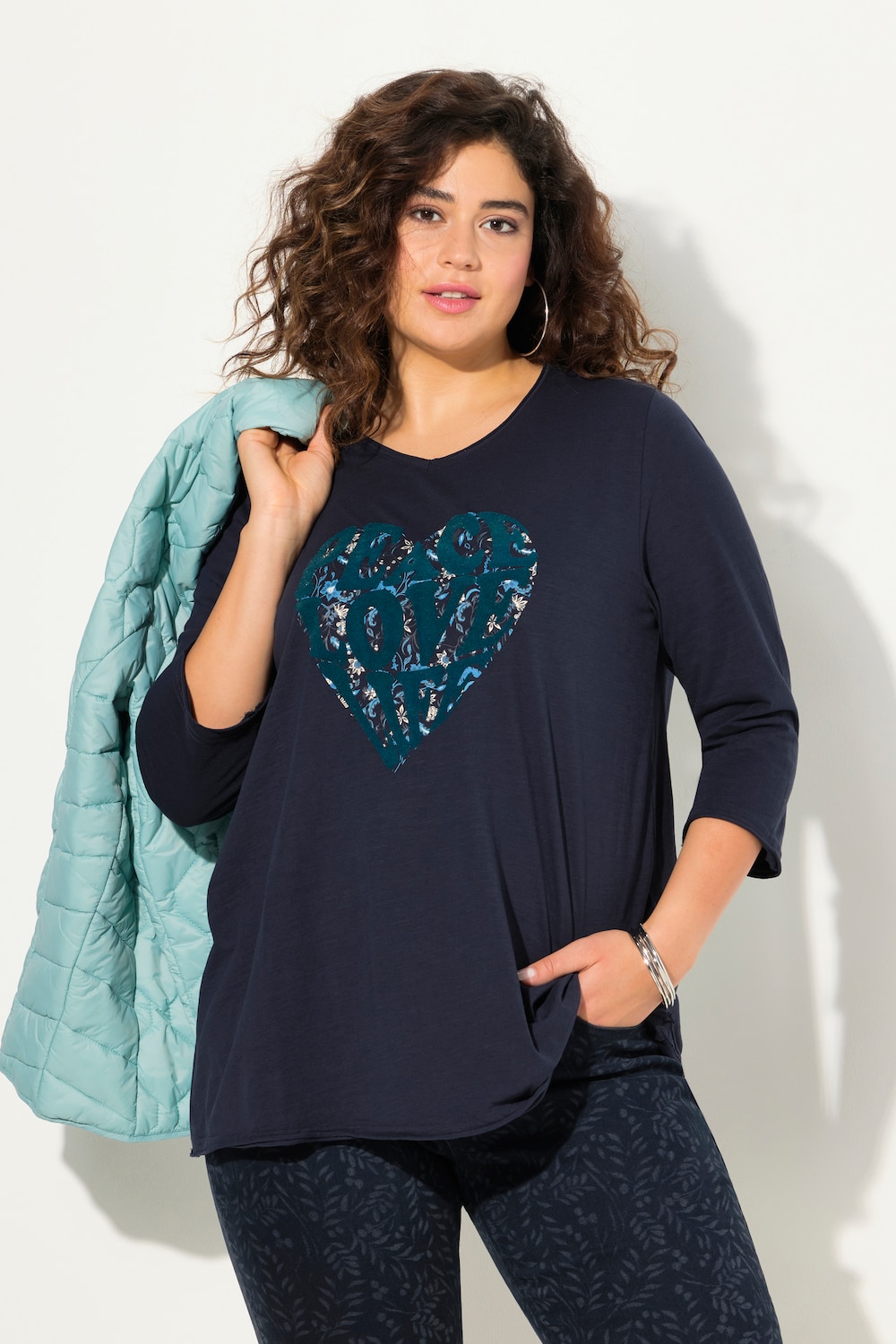 Große Größen Shirt, Damen, blau, Größe: 46/48, Baumwolle, Ulla Popken