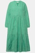 Maxikleid, A-Line, Strukturstreifen, Tunika-Ausschnitt, Langarm