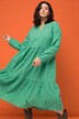 Maxikleid, A-Line, Strukturstreifen, Tunika-Ausschnitt, Langarm