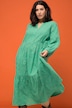 Maxikleid, A-Line, Strukturstreifen, Tunika-Ausschnitt, Langarm