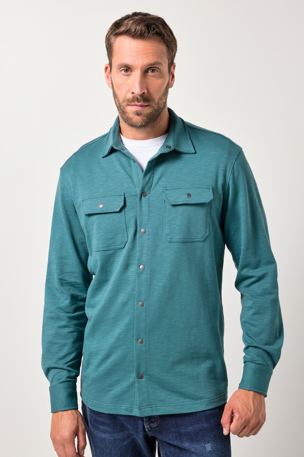 JP1880 jersey overhemd, lange mouwen, kentkraag, Modern-Fit, tot 8XL