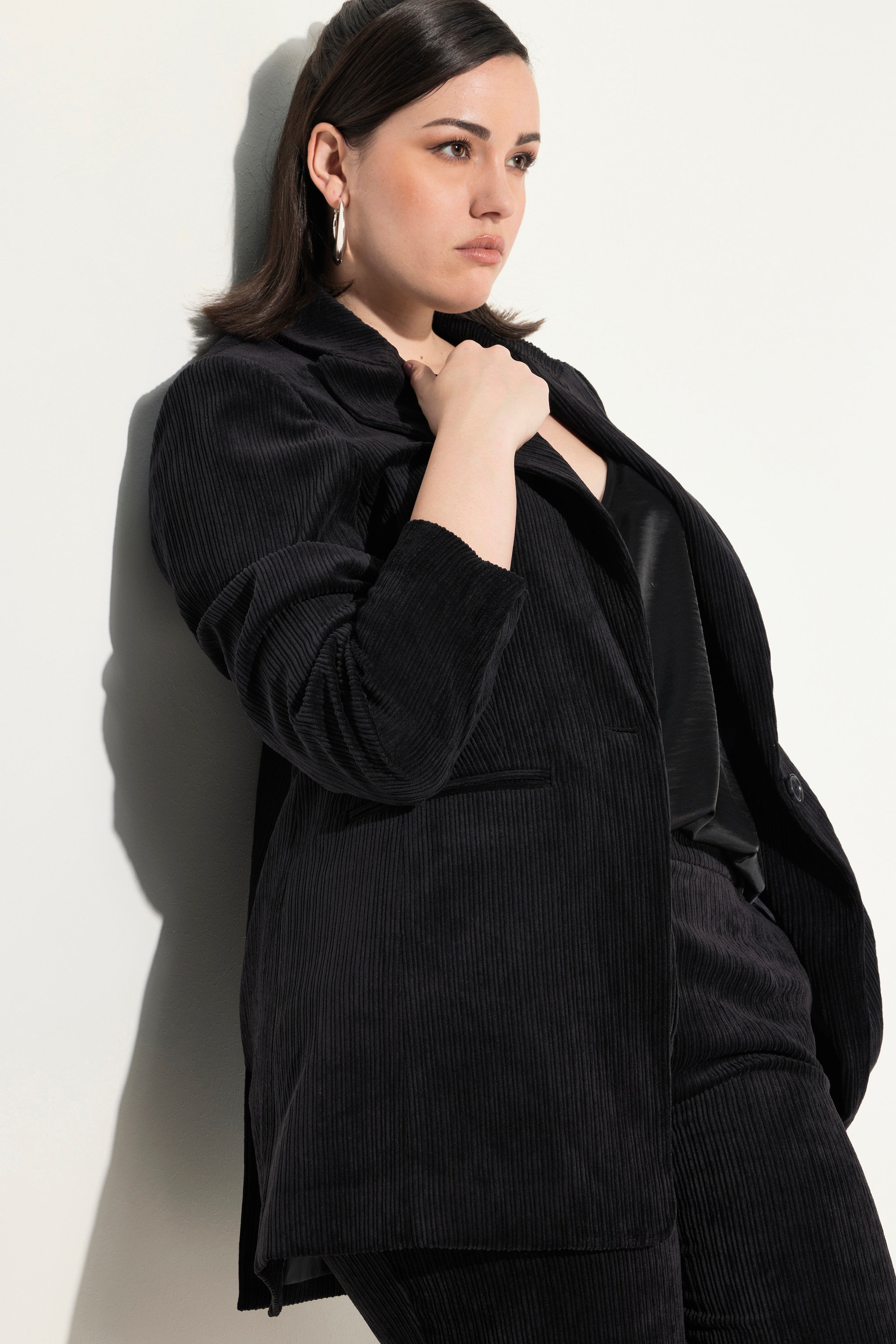 Ulla Popken Damen große Größen Cord Blazer Reverskragen