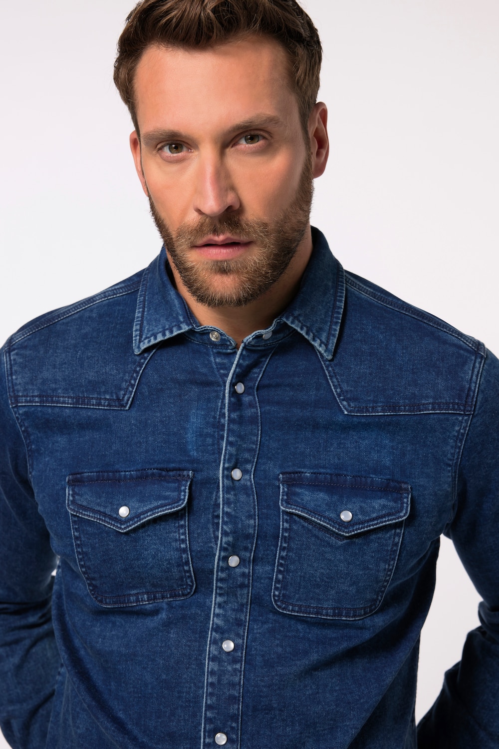 Stora storlekar Jeansskjorta FLEXNAMIC®, Her, blå, storlek: 7XL, Bomull, JP1880