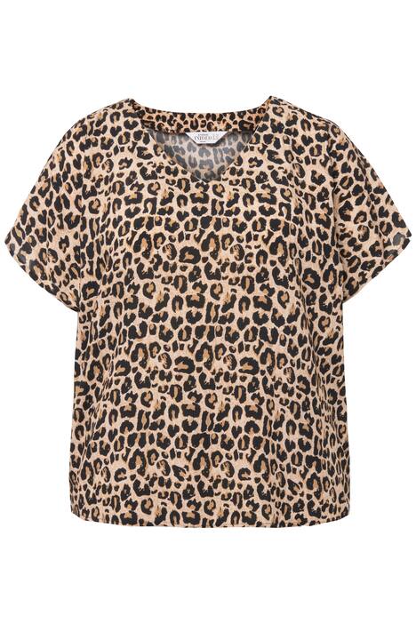 Halenkové tričko, oversize, leopardí potisk, výstřih do V
