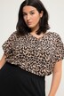 Blusenshirt, oversized, Leo Print, V-Ausschnitt