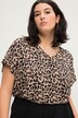 Blusenshirt, oversized, Leo Print, V-Ausschnitt