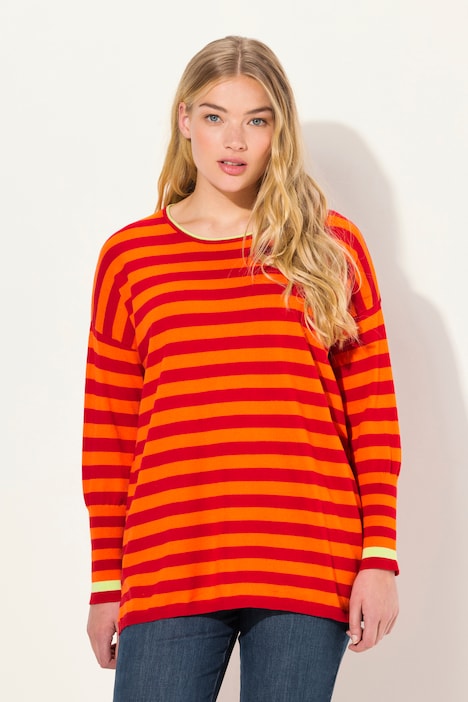 Striped Knit Sweater Crew Neck Long Sleeve