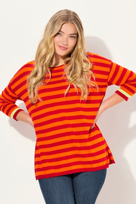 Striped Knit Sweater Crew Neck Long Sleeve