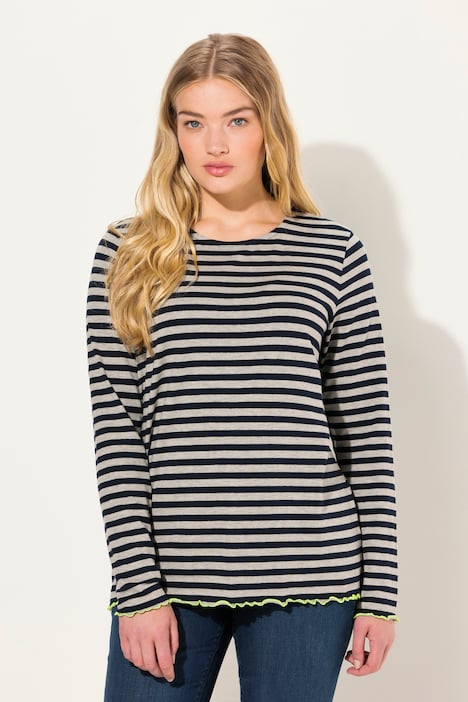 Striped Shirt Crew Neck Long Sleeve