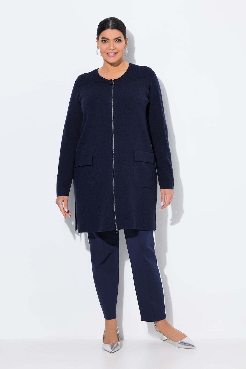 Große Größen Strickjacke, Damen, blau, Größe: 50/52, Viskose/Polyester/Synthetische Fasern, Ulla Popken