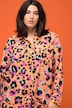 Colorful Leopard Print Longline Button-Down Shirt