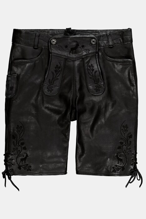 Pantalon En Cuir Traditionnel Homme Schöneberger - Modèle Theo, Cuir De Bouc Sauvage - Avec Ceinture - Taille Courte