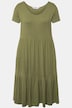 Jersey jurk, ronde hals, halve mouwen, volantzoom