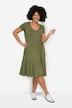 Jersey jurk, ronde hals, halve mouwen, volantzoom