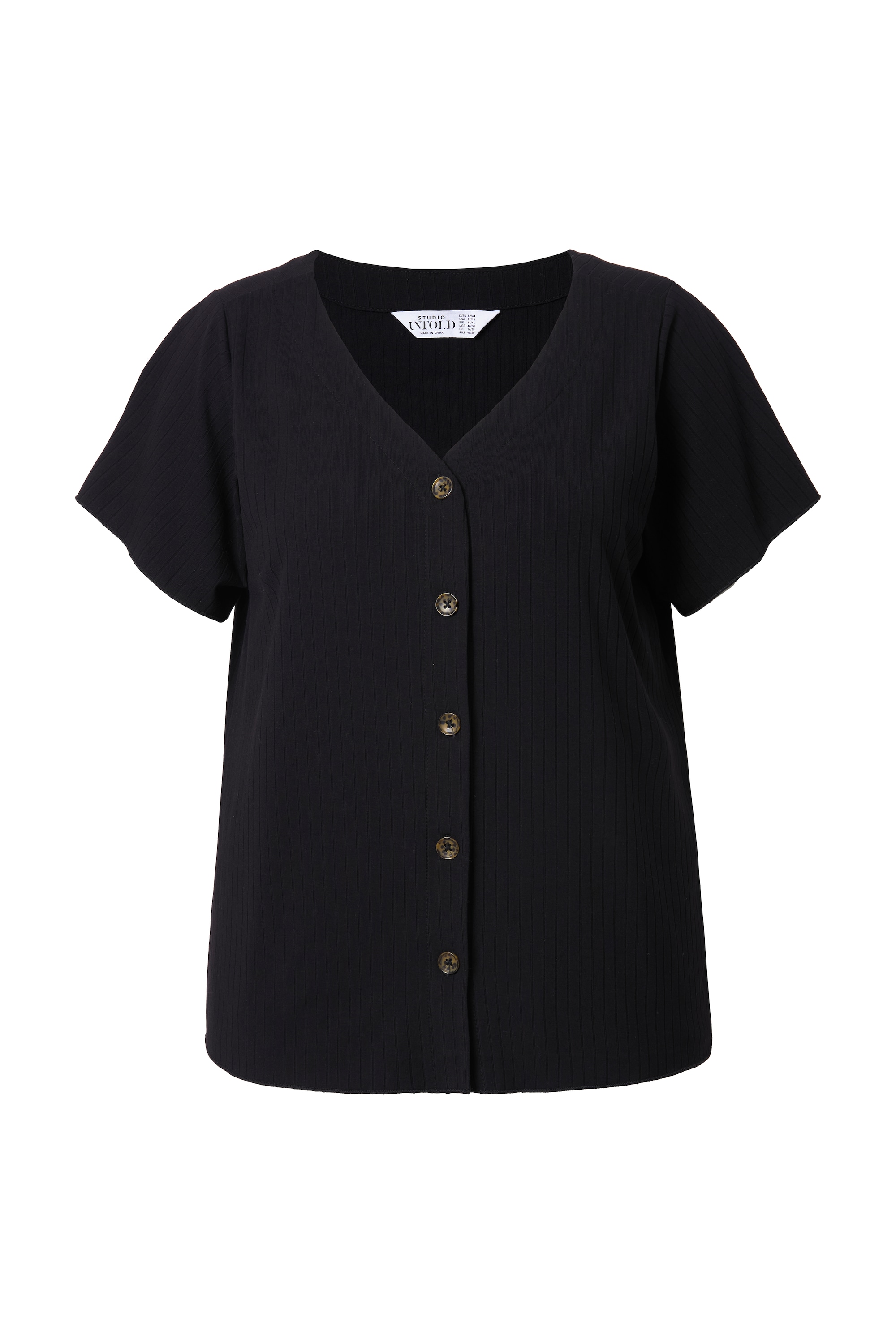 Studio Untold Damen große Größen Rippshirt Classic Shape Flügel Halbarm 831279