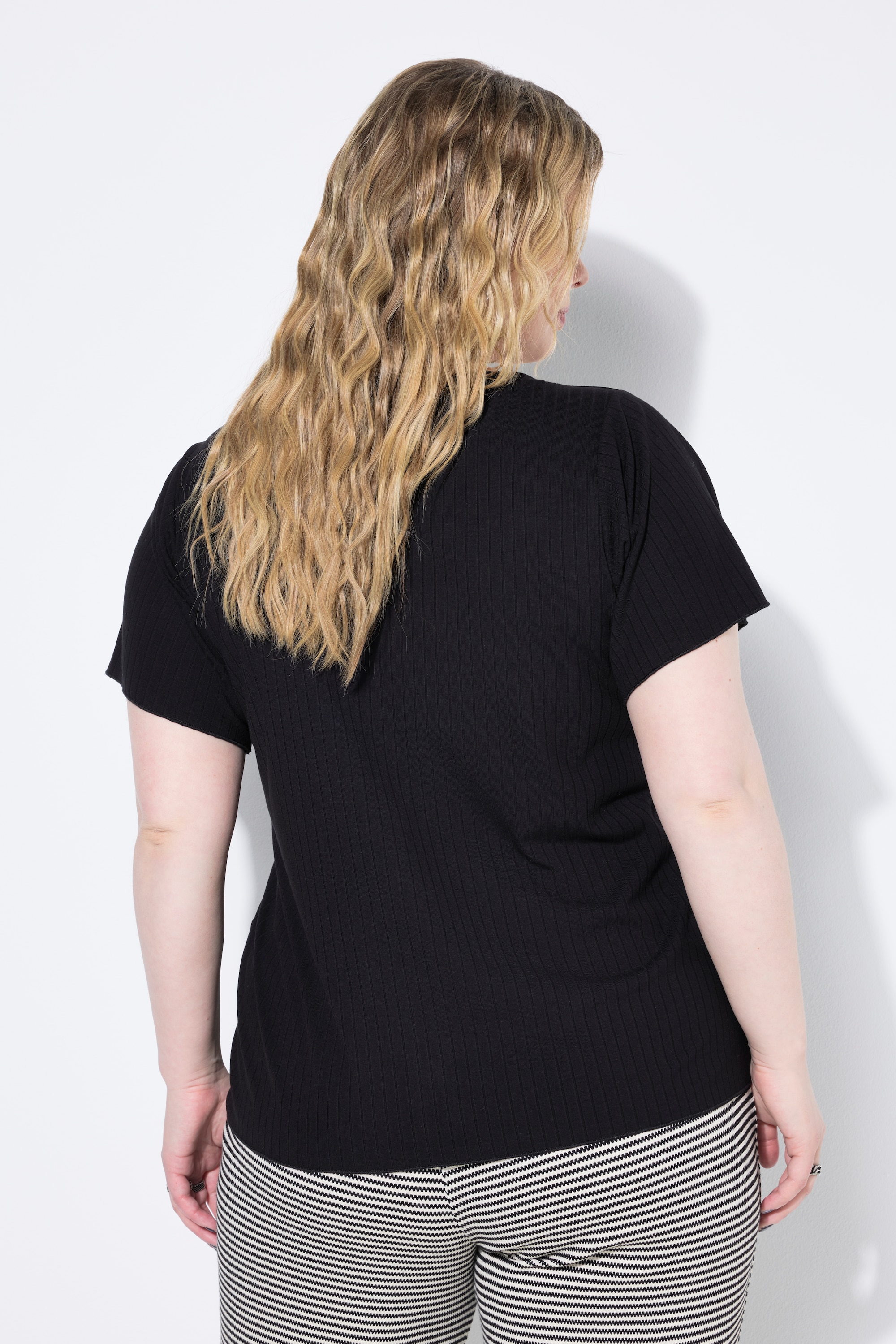 Studio Untold Damen große Größen Rippshirt Classic Shape Flügel Halbarm 831279