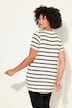 Striped Half-Sleeve Crew Neck Ribbed Jersey T-Shirt with Inscription
