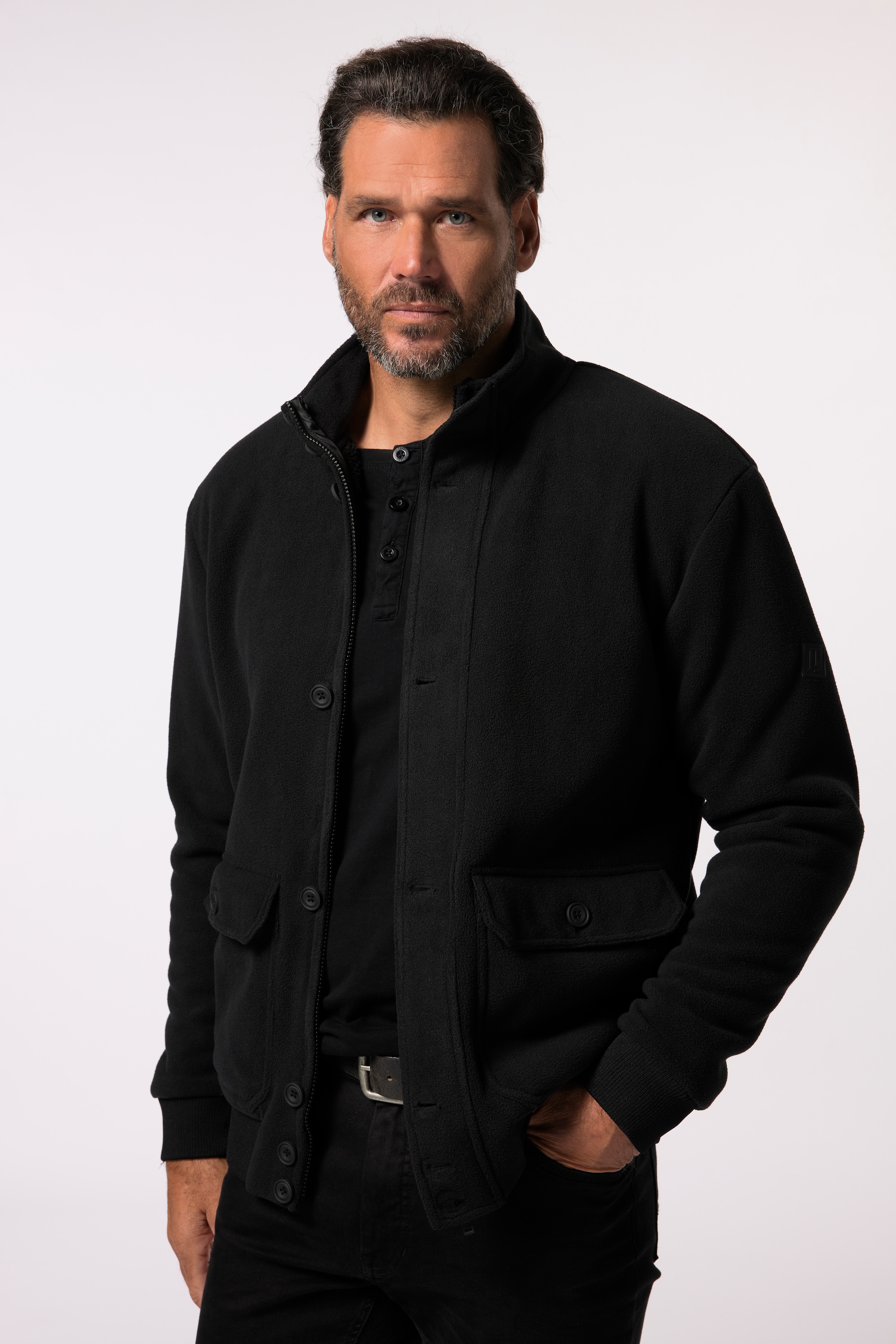 JP 1880 große Größen Sweatjacke L schwarz Fleeceblouson Teddyfutter Stehkragen - Produktbild 2