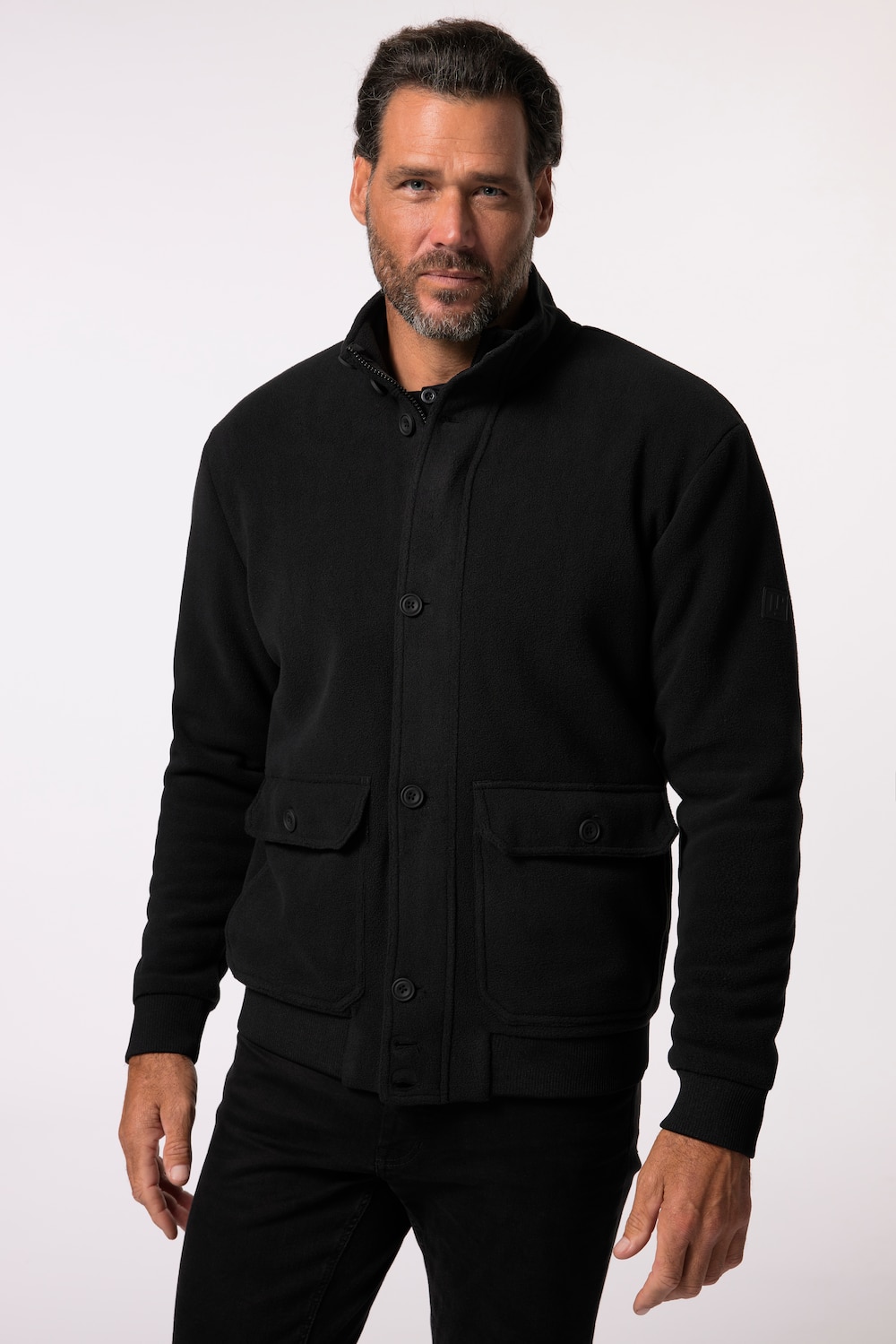 Stora storlekar Blusjacka i fleece, Her, svart, storlek: XXL, Polyester, JP1880