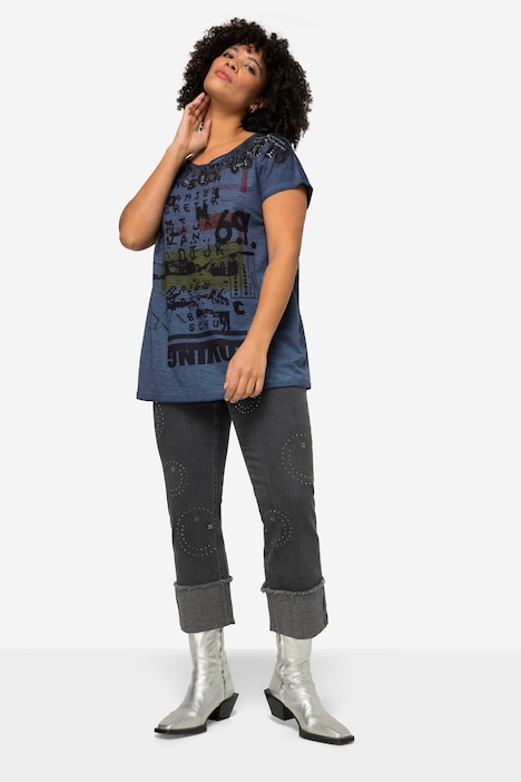 T-Shirt, oversized, Schrift-Motiv, Rundhalsausschnitt 