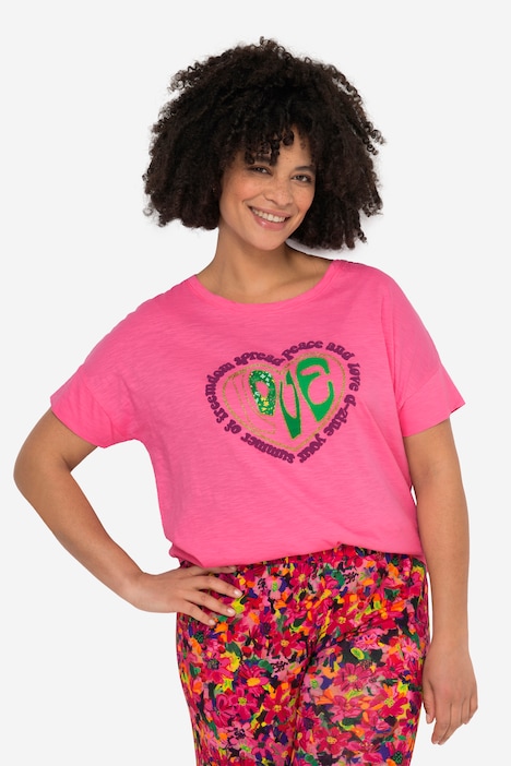 T-Shirt, oversized, LOVE Motiv, Halbarm