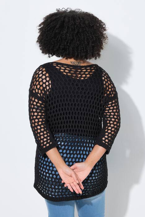 Sweter, luźny krój, dzianina z grubymi oczkami, gwiazda, rękaw 3/4