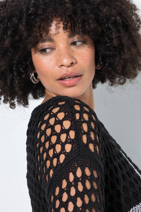 Sweter, luźny krój, dzianina z grubymi oczkami, gwiazda, rękaw 3/4