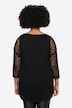 3/4-Sleeve Relaxed Fit Crew Neck Perforated Knit Star Sweater