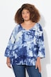 Pullover, batikprint, rhinsten, V-udskæring, 3/4-ærmer