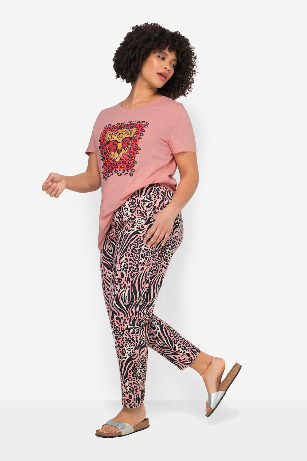 Joggingbroek, dieren-motiefmix, elastische tailleband