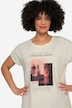Dropped Shoulder Crew Neck T-Shirt with Large Print