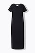 Jersey-maxikjole, rund hals, korte ærmer, sideslidser