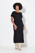 Jersey-maxikjole, rund hals, korte ærmer, sideslidser