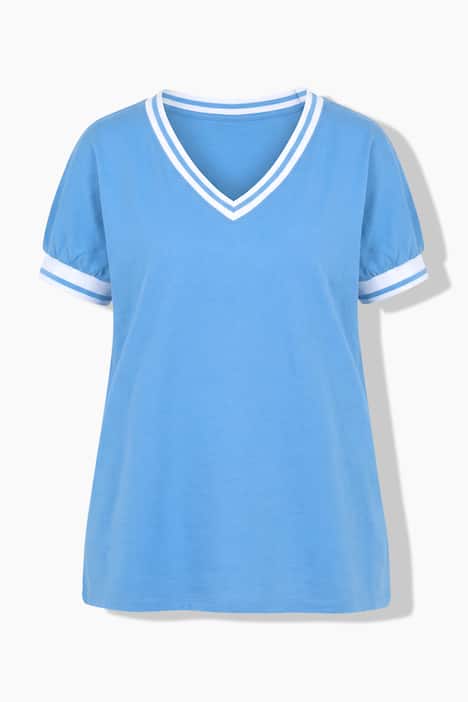 Trui, oversized, V-hals, gestreepte manchetten