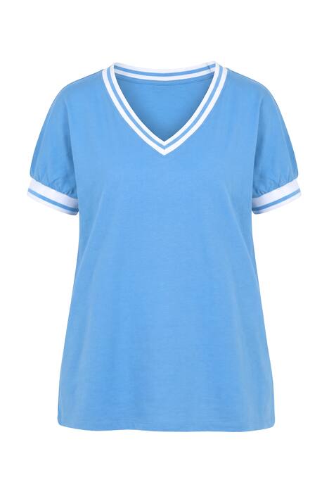 Mikina, oversize, výstřih do V, pruhované manžety