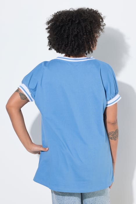 Trui, oversized, V-hals, gestreepte manchetten