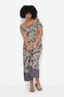 Jersey maxi-jurk, A-lijn, paisley-print, gerimpelde buste, korte mouwen