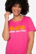 T-skjorte, smiley-trykk, rund hals, halve ermer