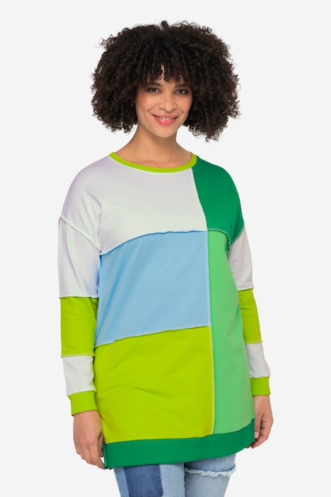 Sweater, Colorblocking-Druck, Rundhals, Langarm