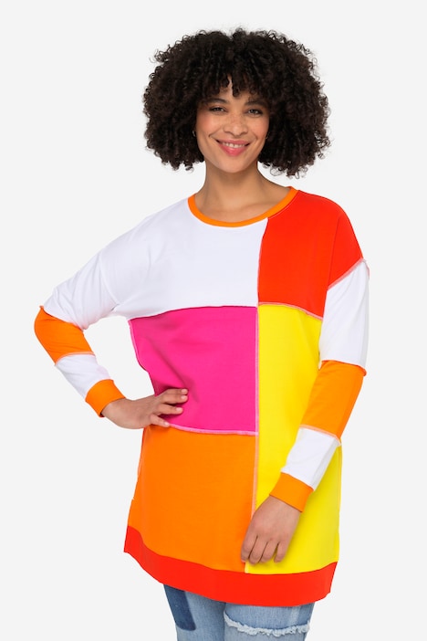 Sweater, Colorblocking-Druck, Rundhals, Langarm