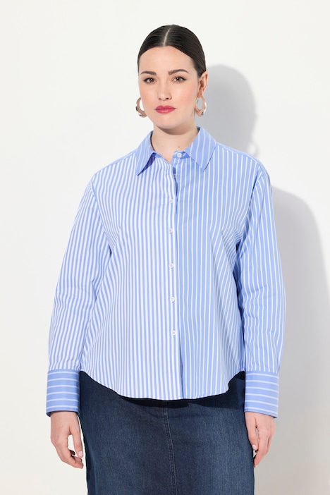 Camicia dal taglio oversize con righe, collo da camicia e maniche lunghe