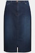 Jupe en jean, coupe 5 poches, fente sur le devant et matière stretch