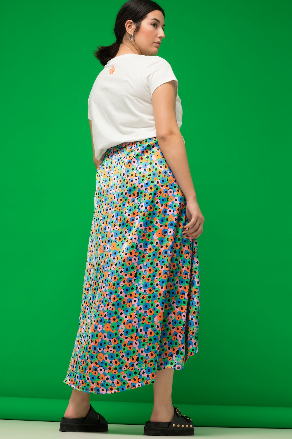Stora storlekar Midikjol, Dam, orange, storlek: 50/52, Polyester, Studio Untold