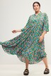 Maxi-jurk, A-lijn, gekleurde bloem, tuniekhals, 3/4-mouwen